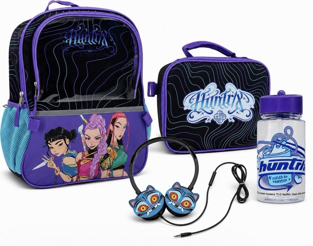 K Pop K-pop Demon Hunter 5 Pc Backpack 16” Headphones Lunchbox Water Bottle Set
